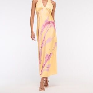Yellow and Purple Halter Maxi Gown